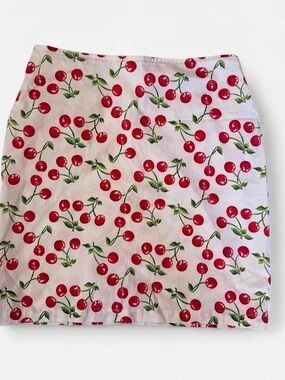Cherry Print Mini Skirt M